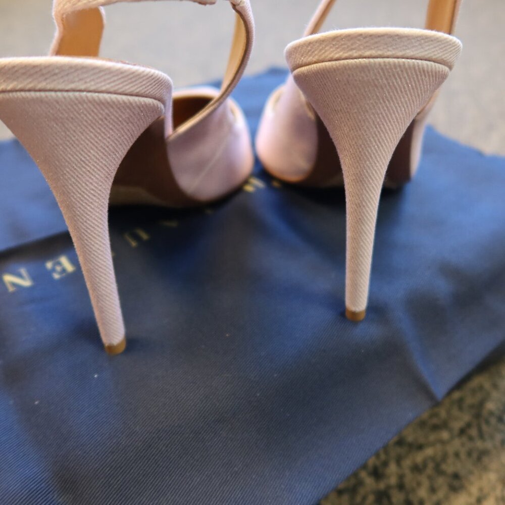 Ralph Lauren Purple Label Carley Pink Pearl Fabric Pumps - Picture 6 of 8